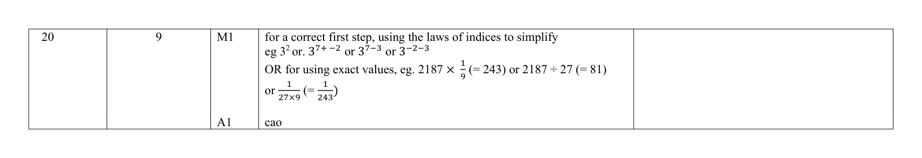 Mark scheme for Q20