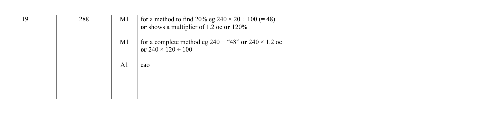 Mark scheme for Q19