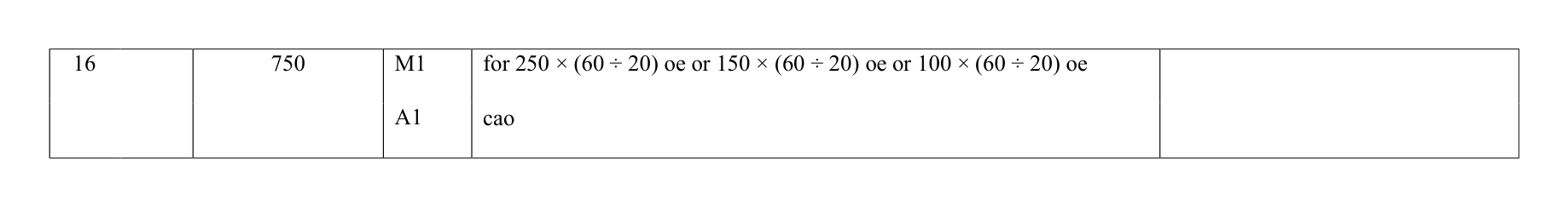 Mark scheme for Q16