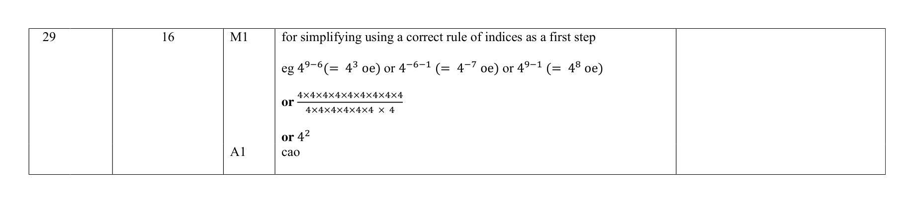 Mark scheme for Q29