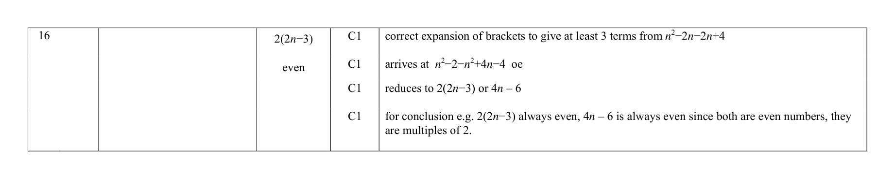 Mark scheme for Q16