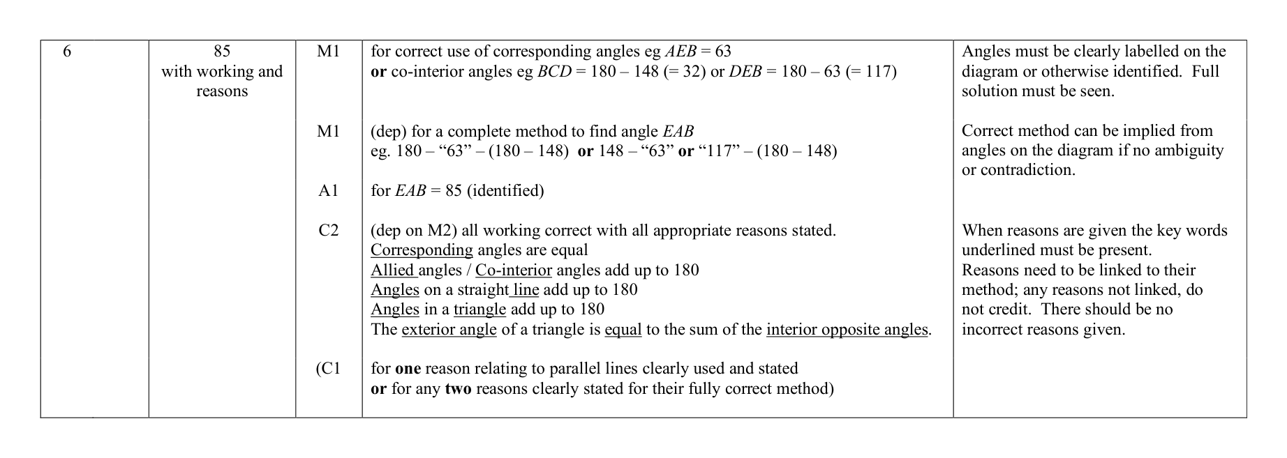 Mark scheme for Q6
