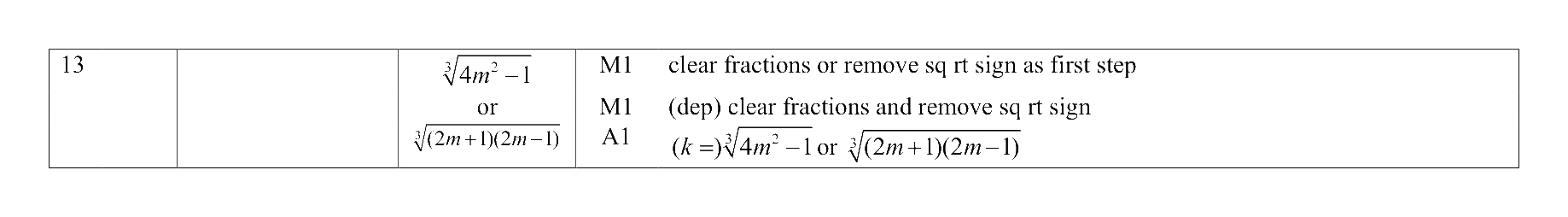 Mark scheme for Q13