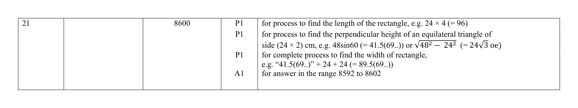 Mark scheme for Q21