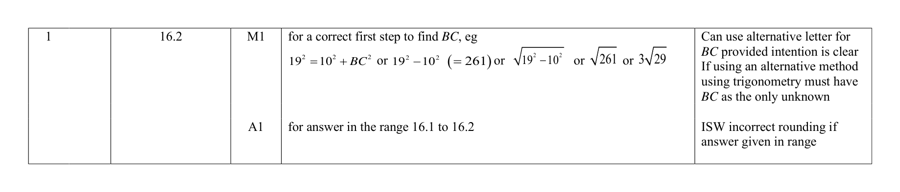 Mark scheme for Q1