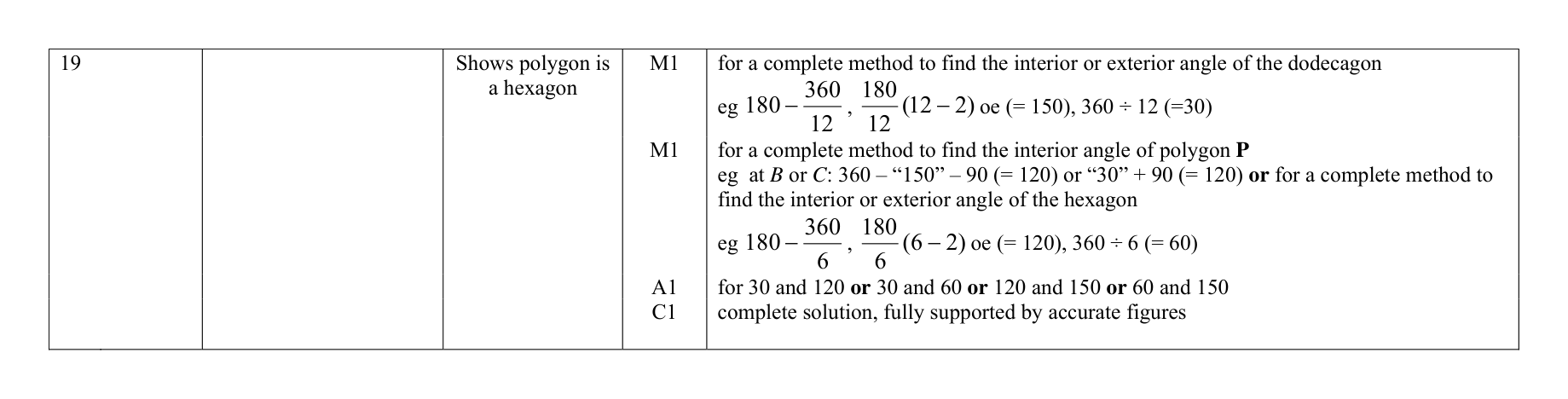 Mark scheme for Q19