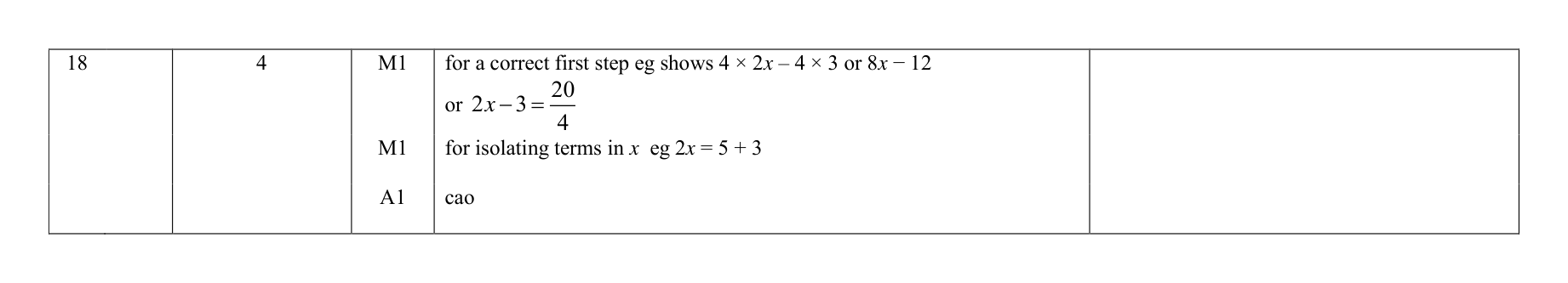 Mark scheme for Q18