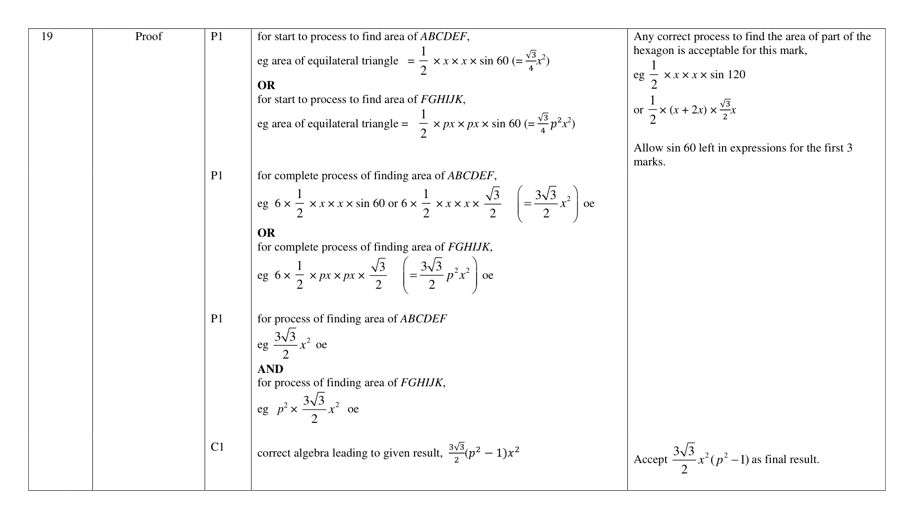 Mark scheme for Q19