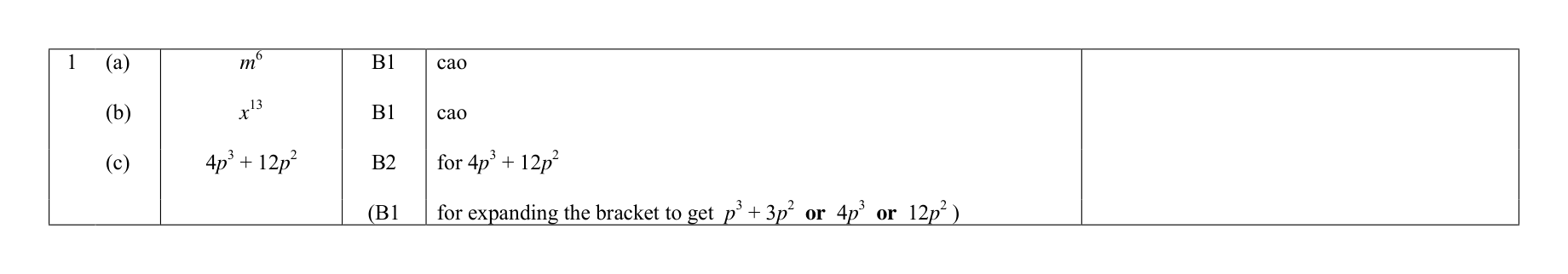 Mark scheme for Q1