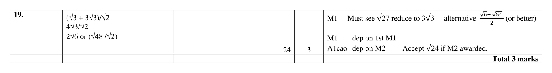 Mark scheme for Q19