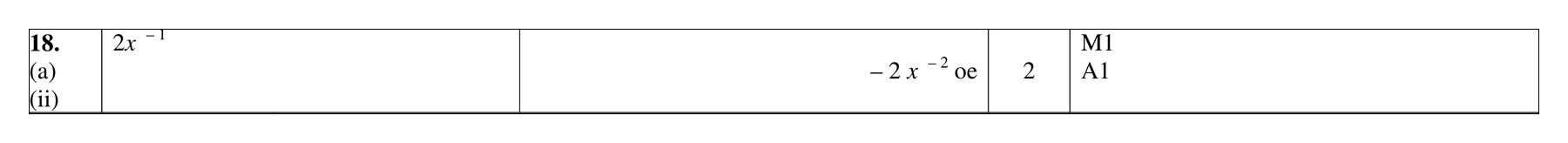 Mark scheme for Q18 (part 2 of 3)