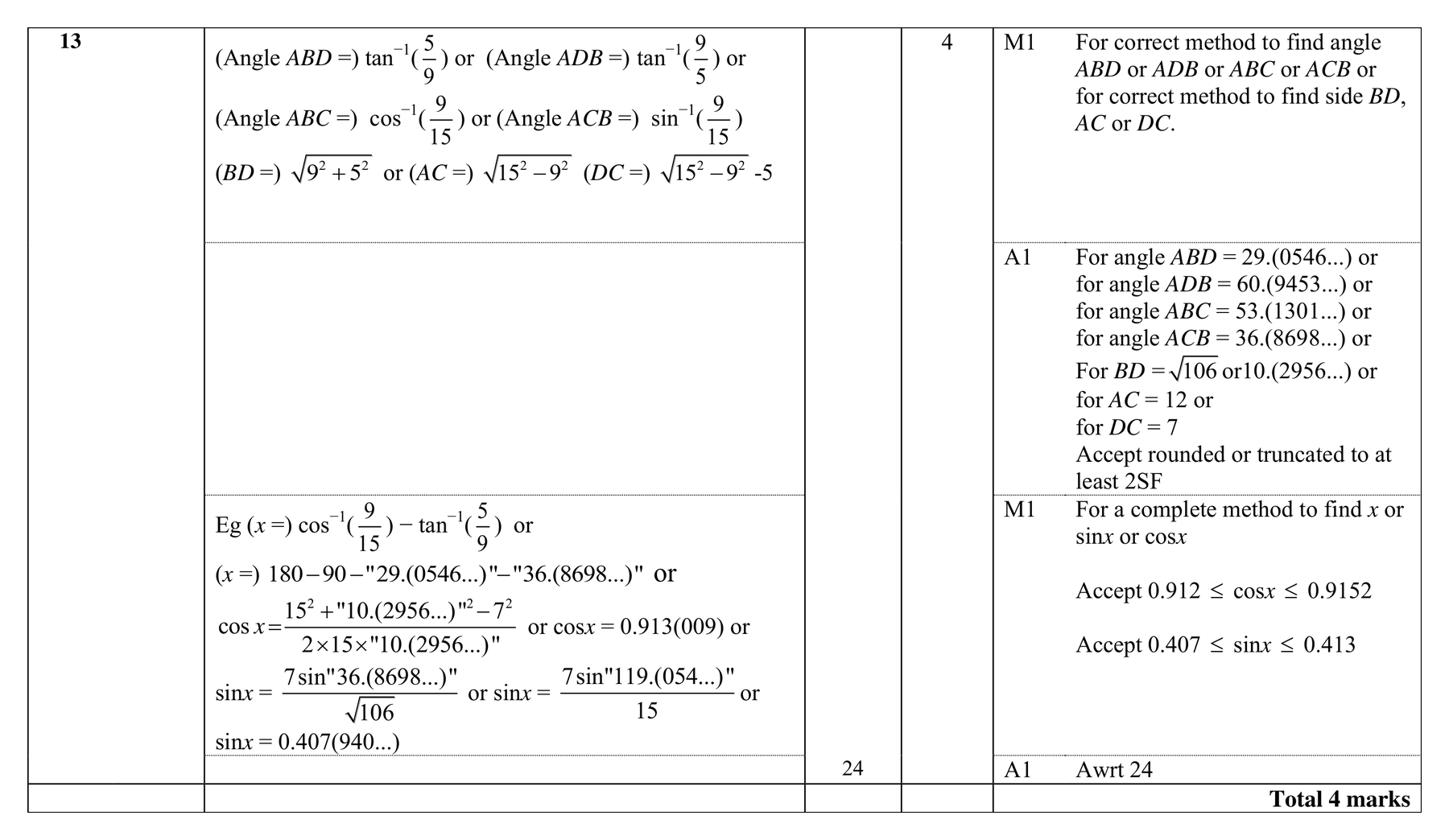 Mark scheme for Q13