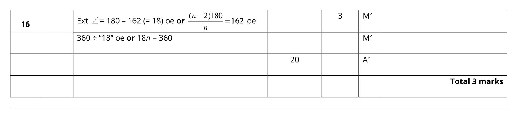 Mark scheme for Q16