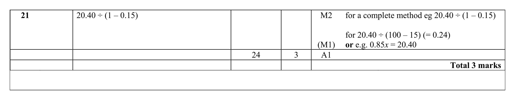 Mark scheme for Q21