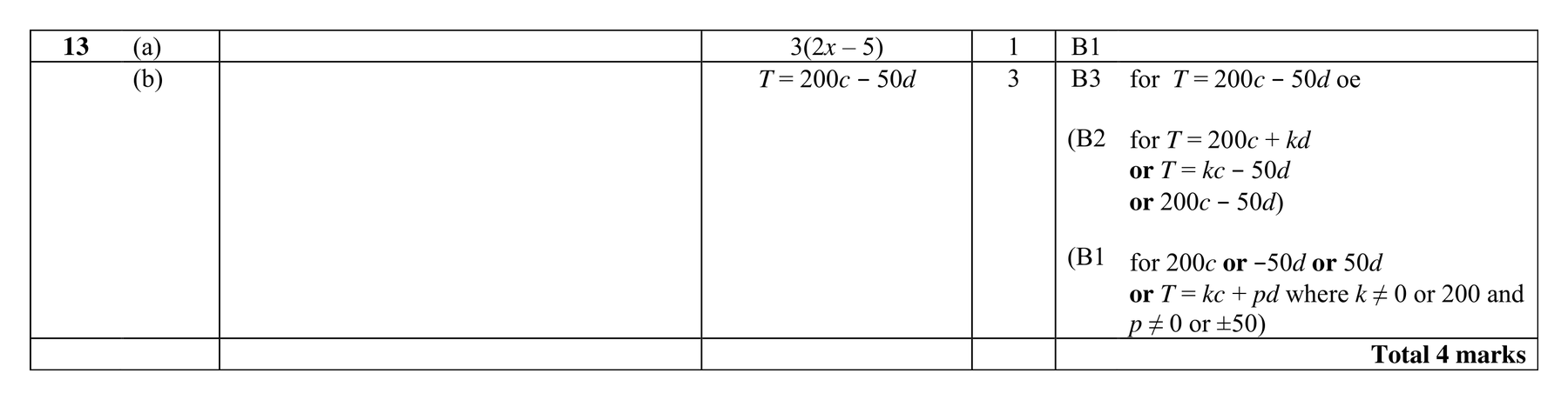 Mark scheme for Q13