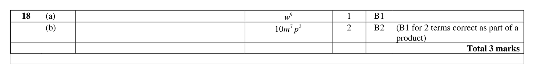 Mark scheme for Q18