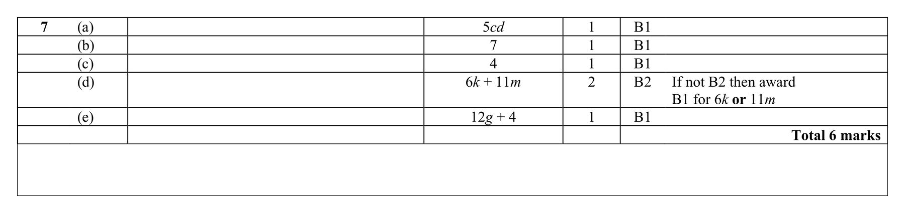 Mark scheme for Q7