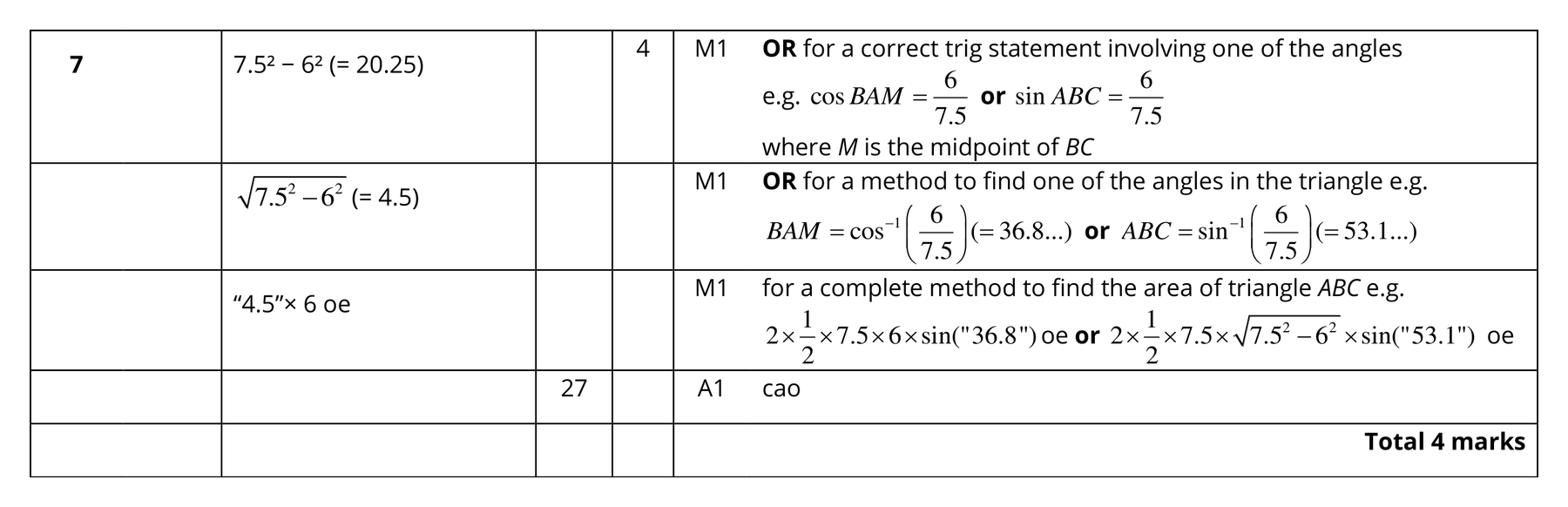 Mark scheme for Q7