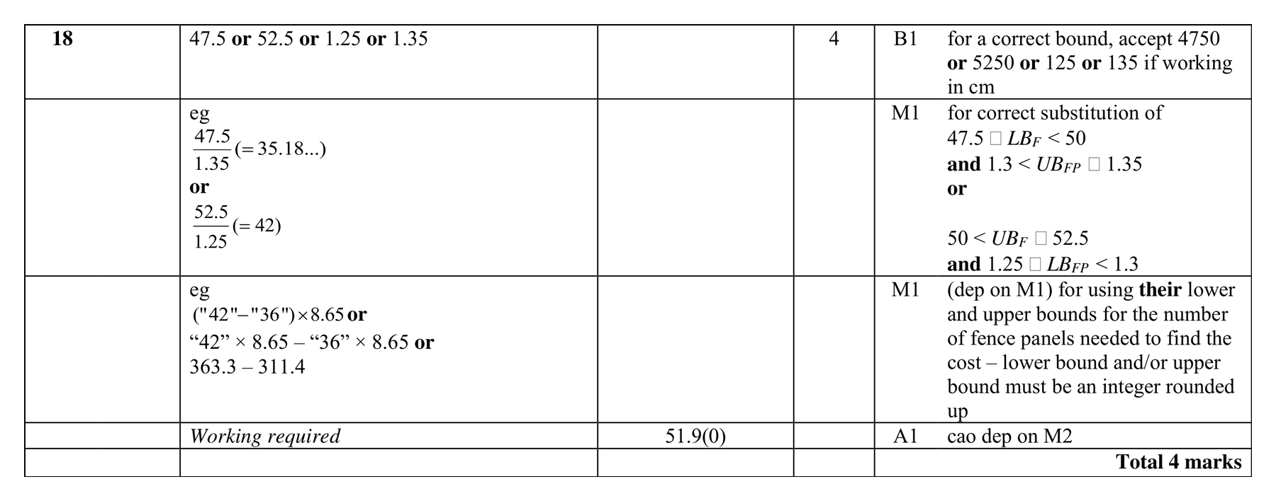 Mark scheme for Q18