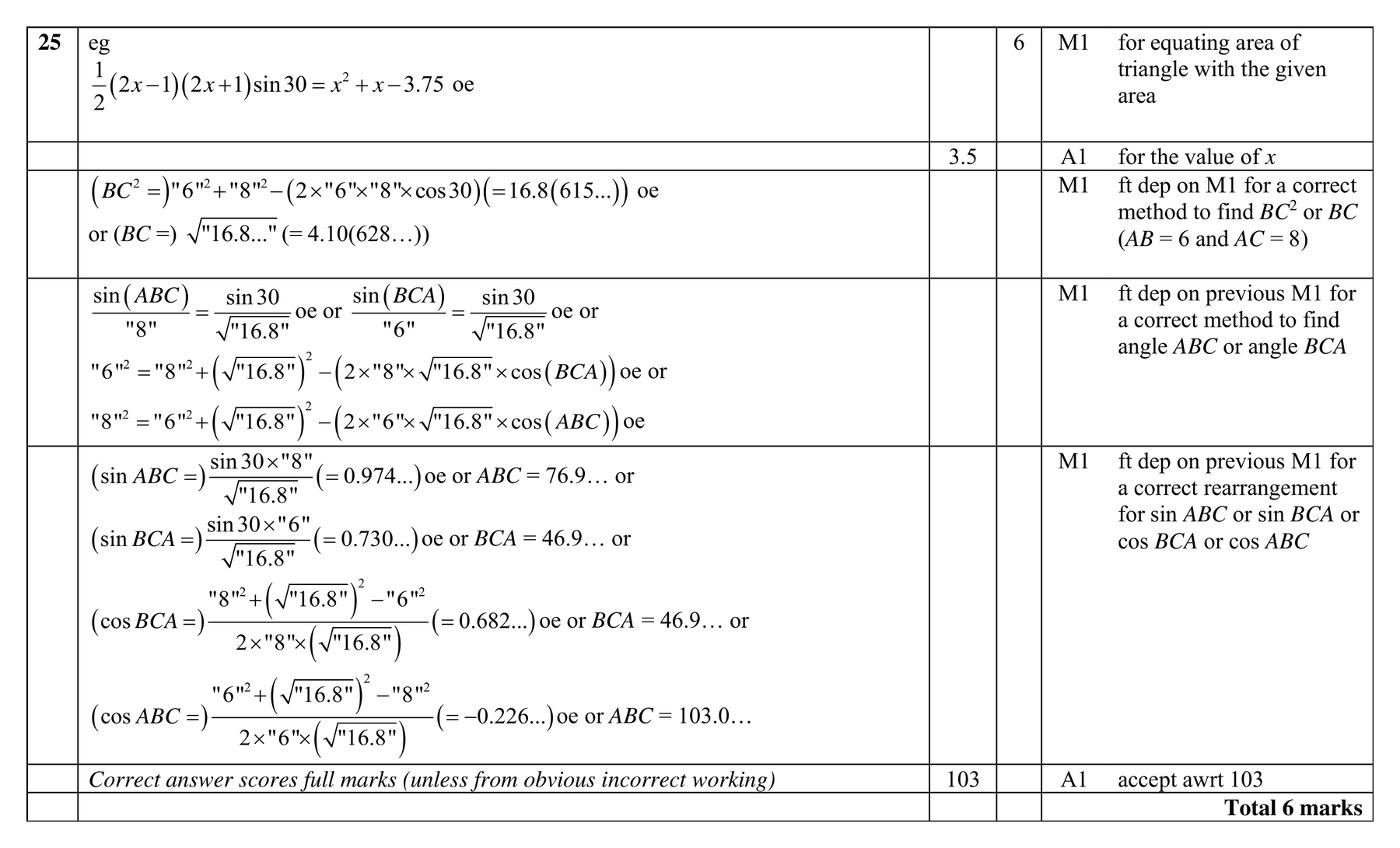 Mark scheme for Q25