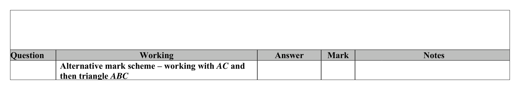 Mark scheme for Q10 (part 2 of 6)