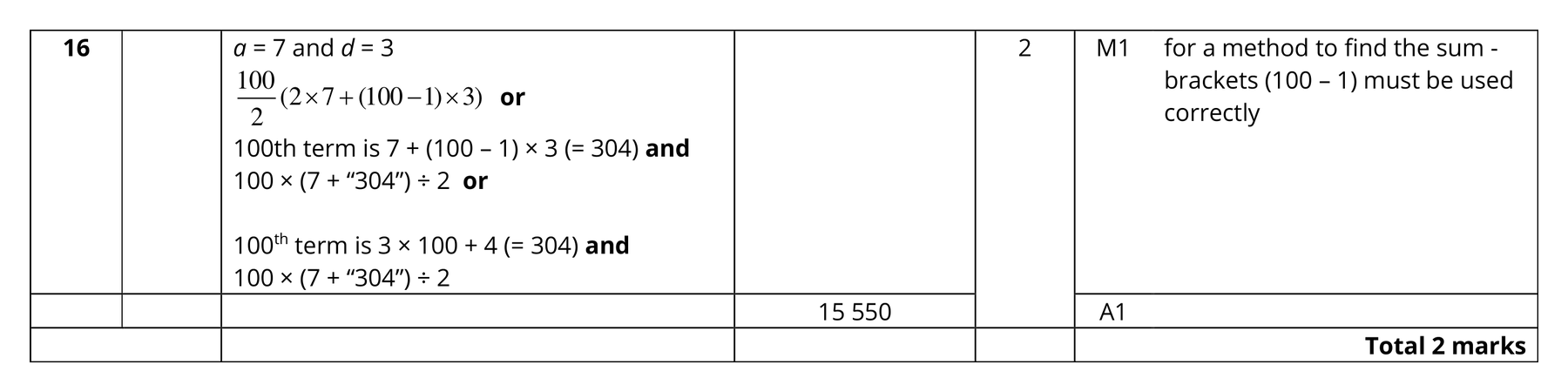 Mark scheme for Q16