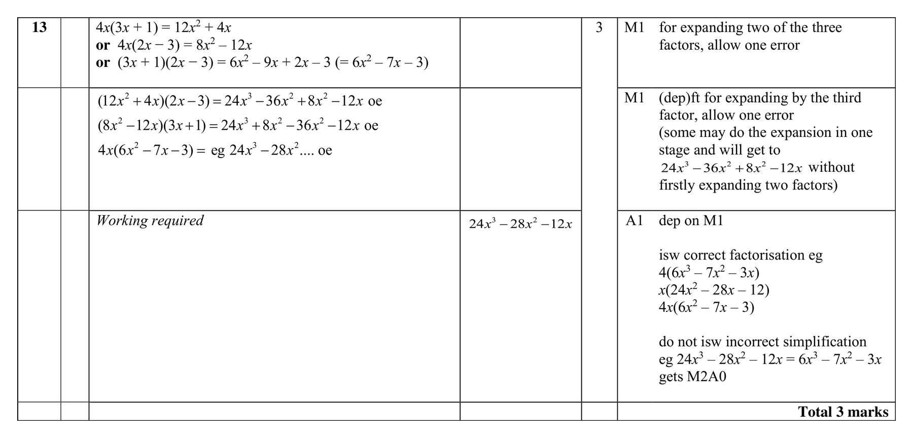 Mark scheme for Q13