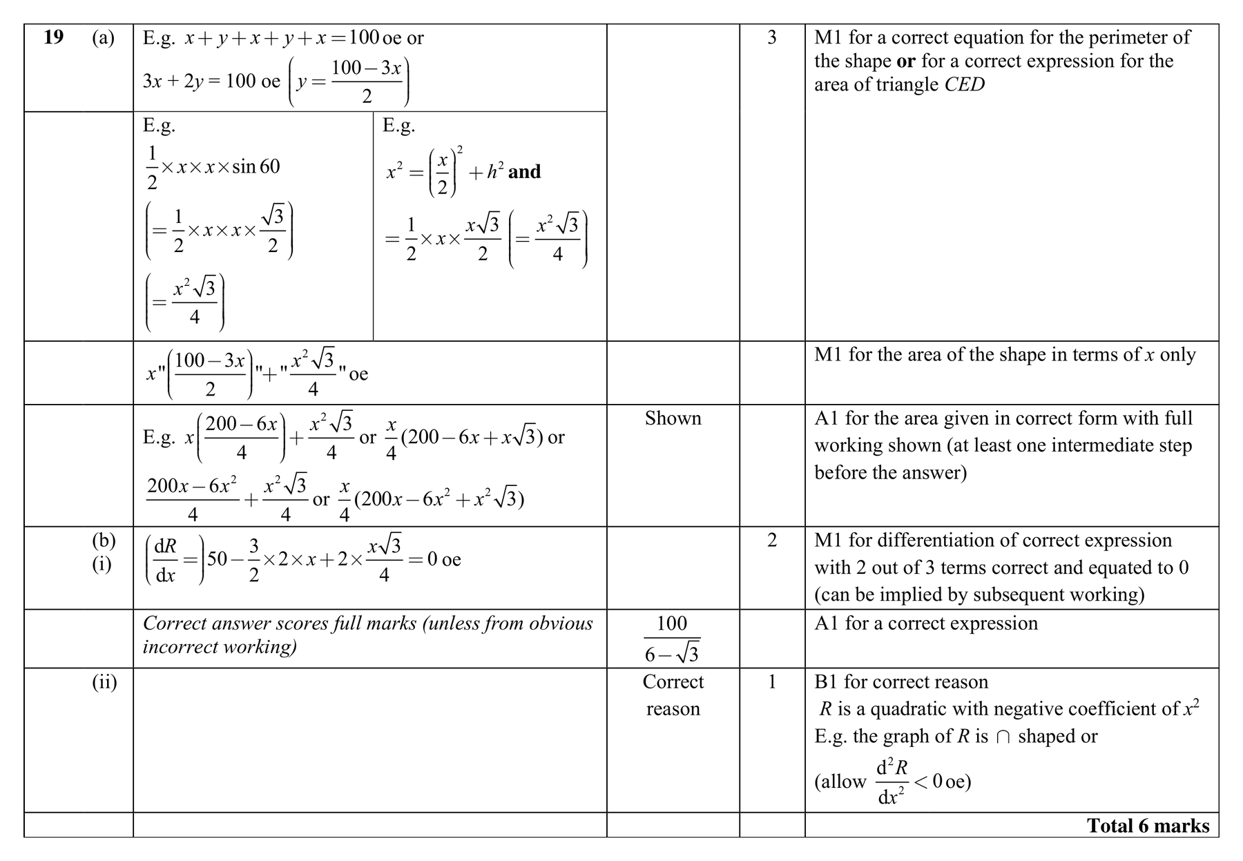 Mark scheme for Q19