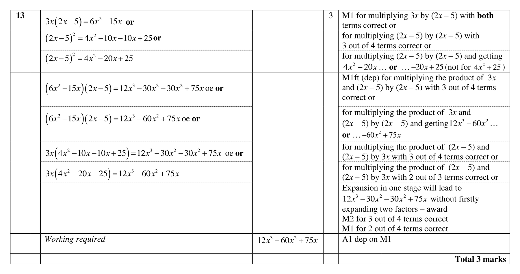 Mark scheme for Q13