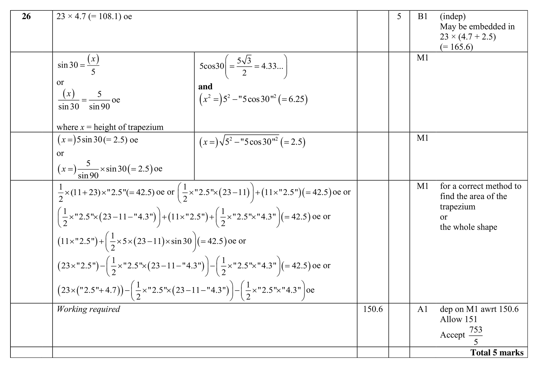 Mark scheme for Q26