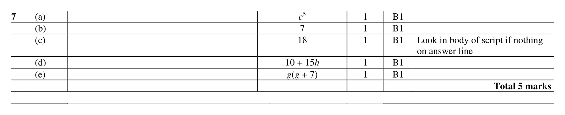 Mark scheme for Q7