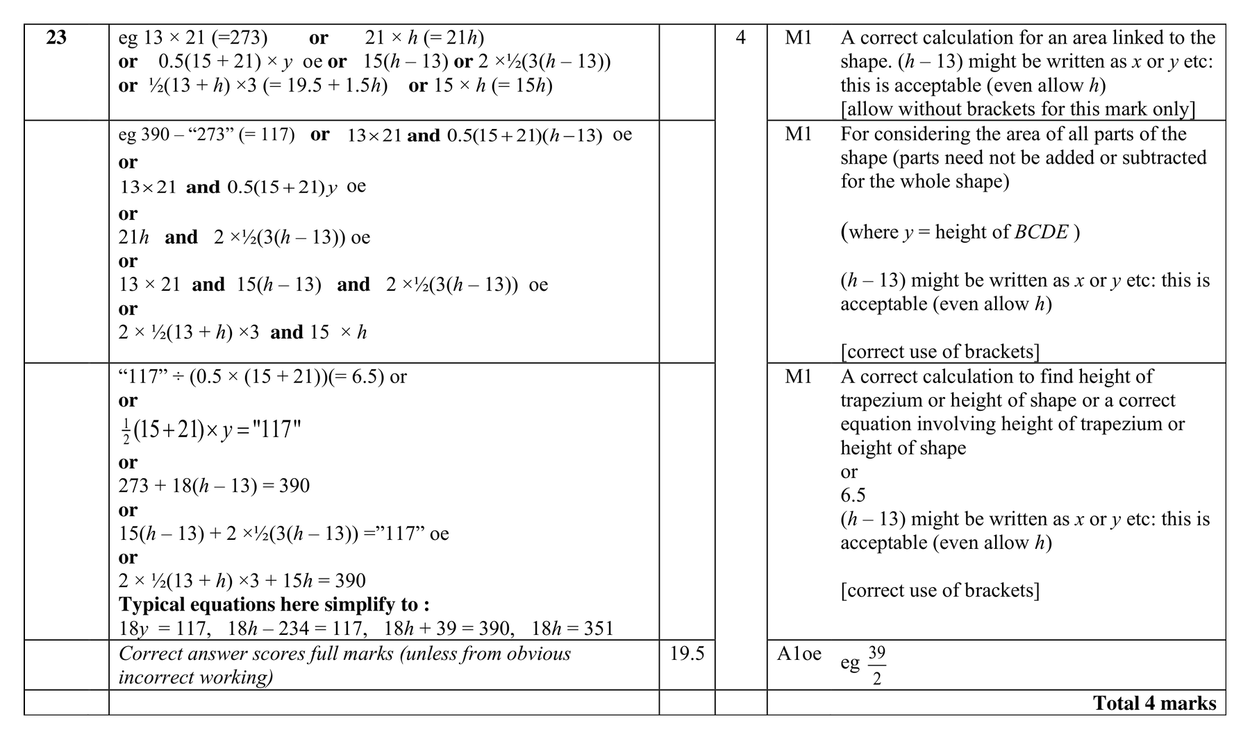 Mark scheme for Q23