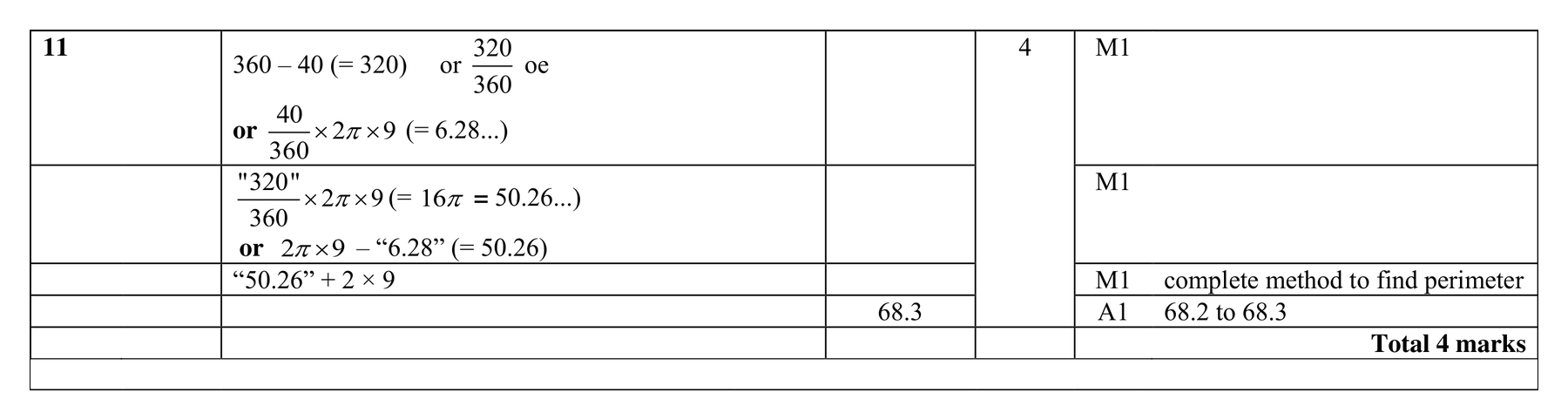 Mark scheme for Q11