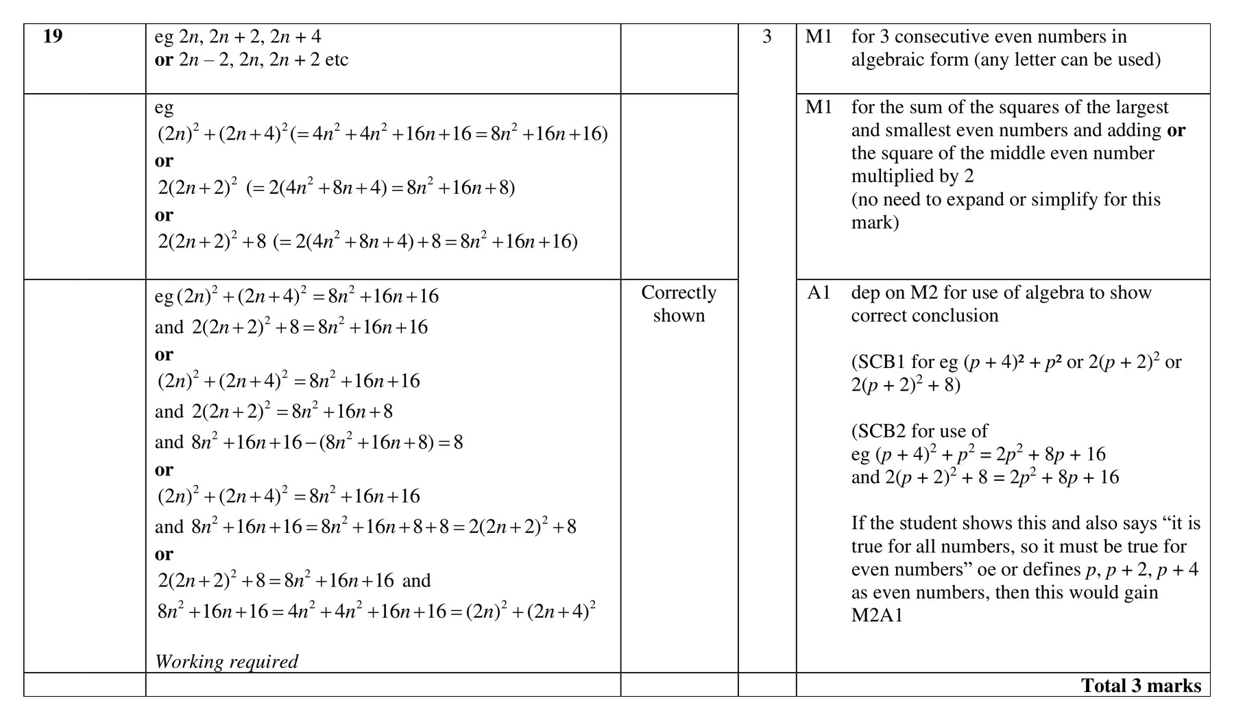 Mark scheme for Q19