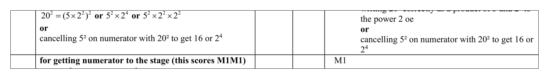 Mark scheme for Q20 (part 2 of 3)