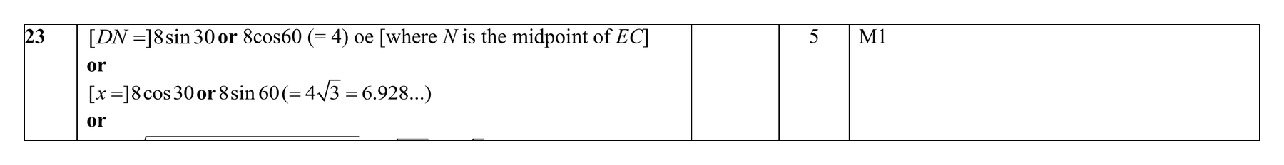 Mark scheme for Q23