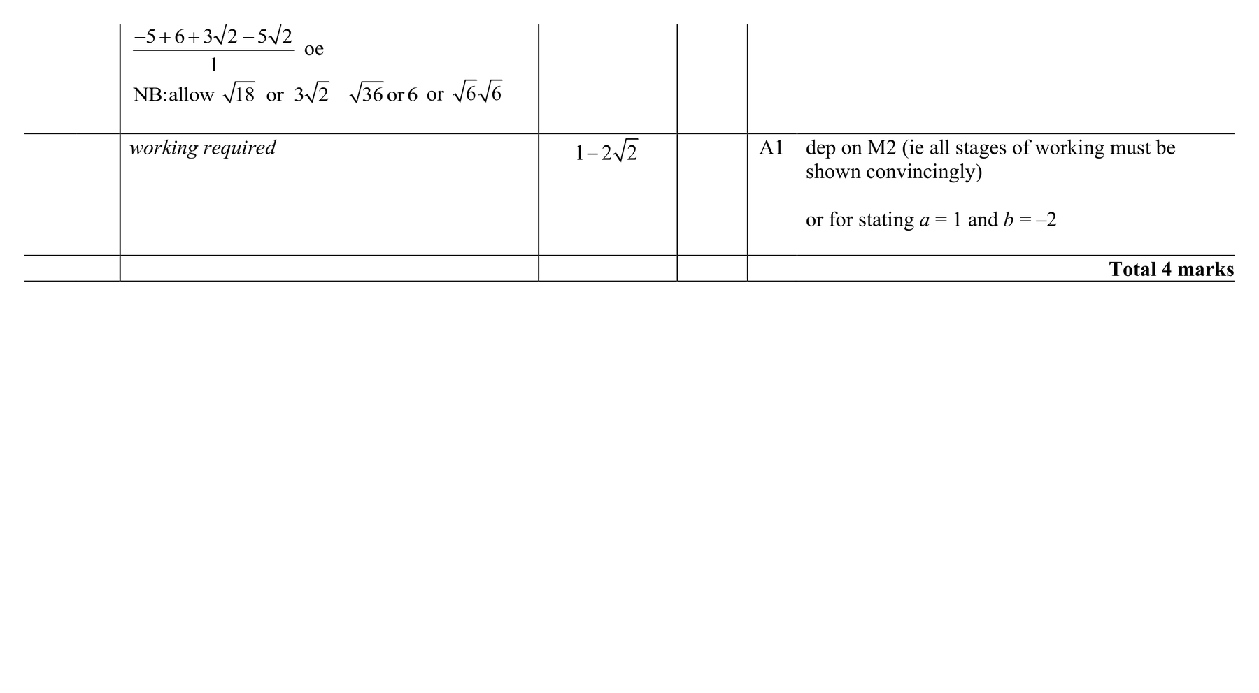 Mark scheme for Q5 (part 7 of 9)