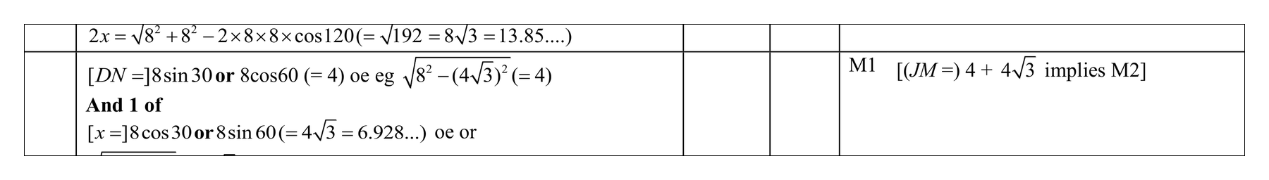 Mark scheme for Q8 (part 3 of 6)