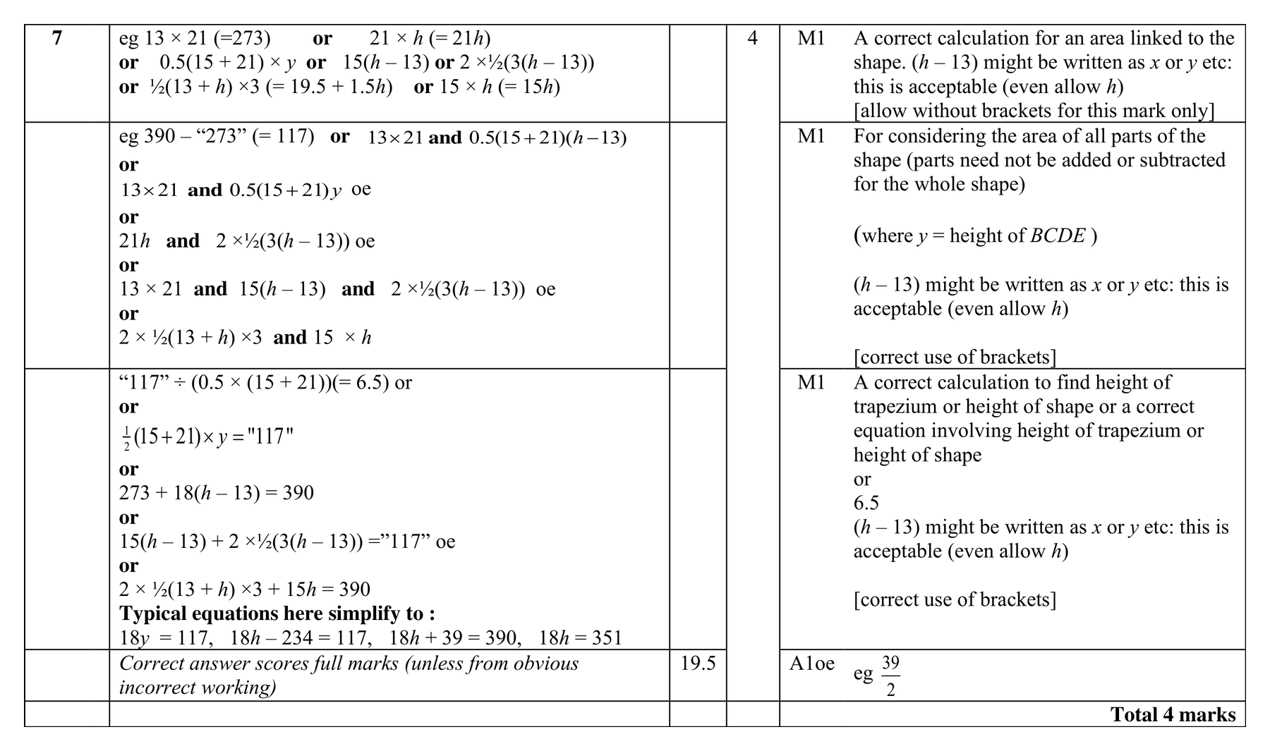 Mark scheme for Q7