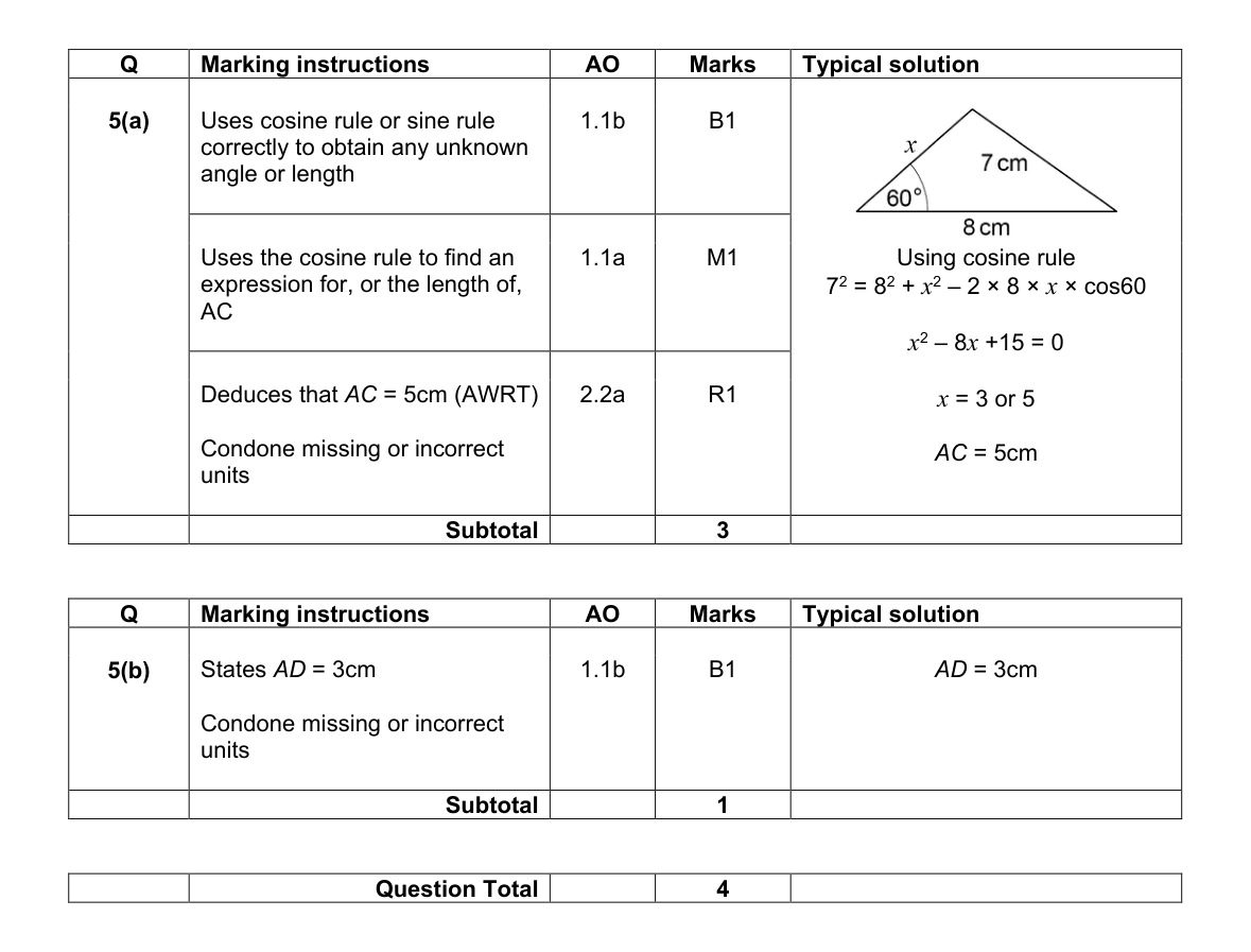 Mark scheme for Q5
