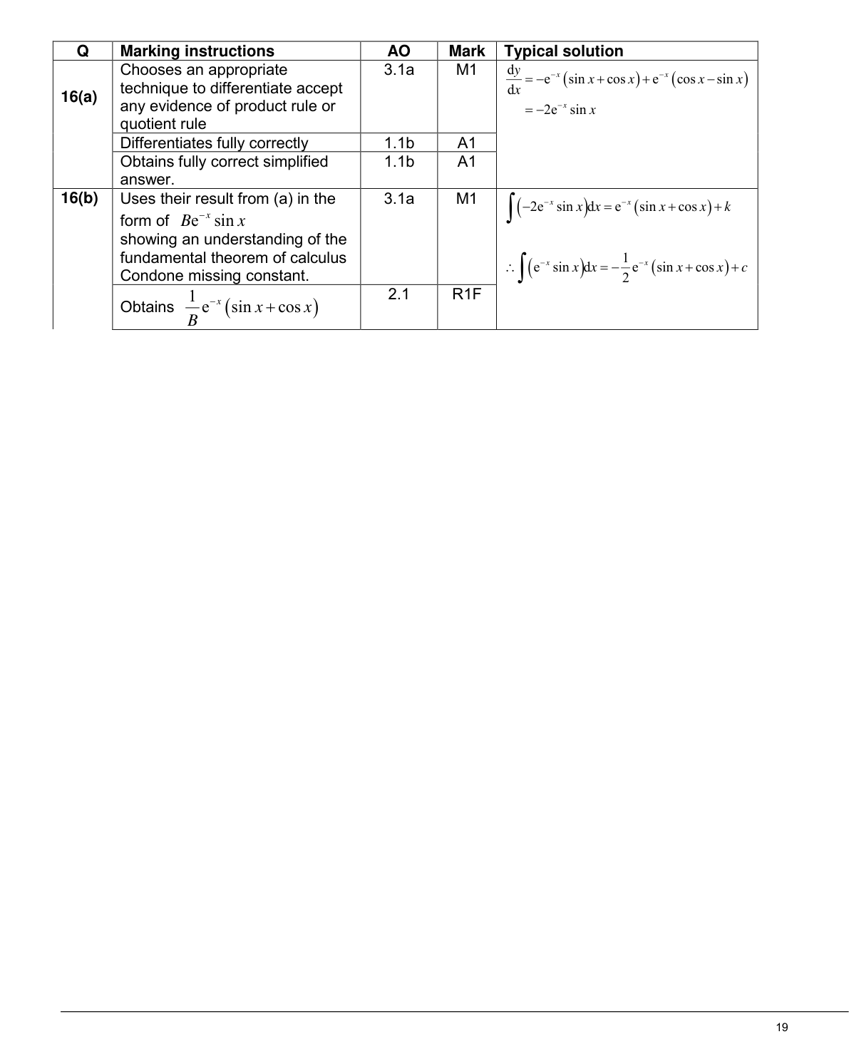 Mark scheme for Q16
