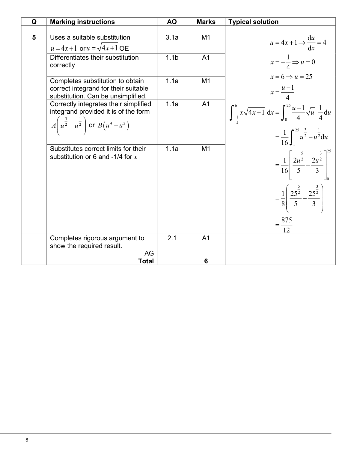 Mark scheme for Q5