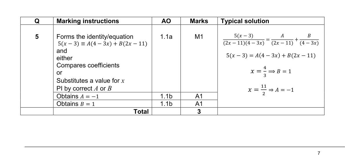 Mark scheme for Q5