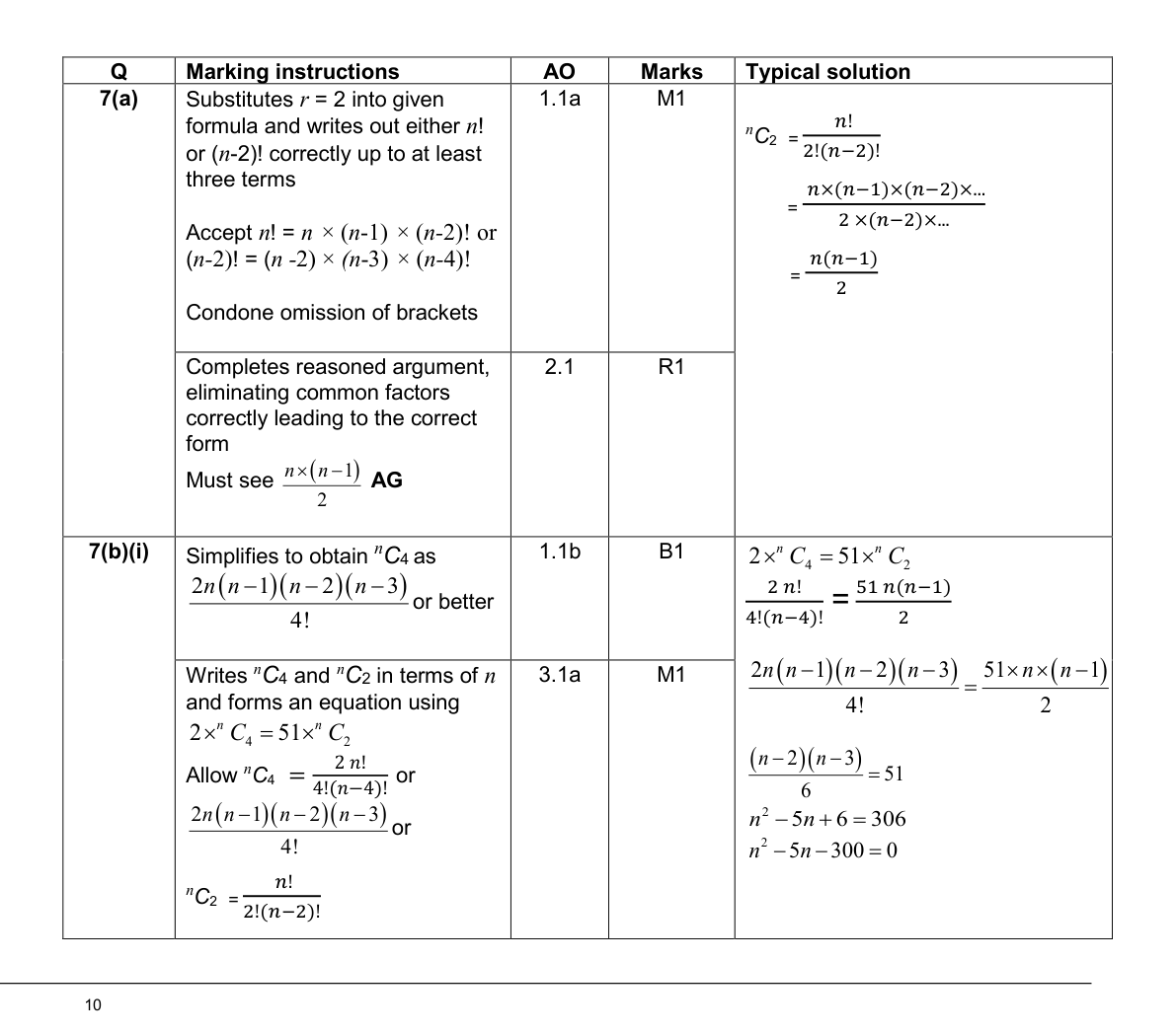 Mark scheme for Q7