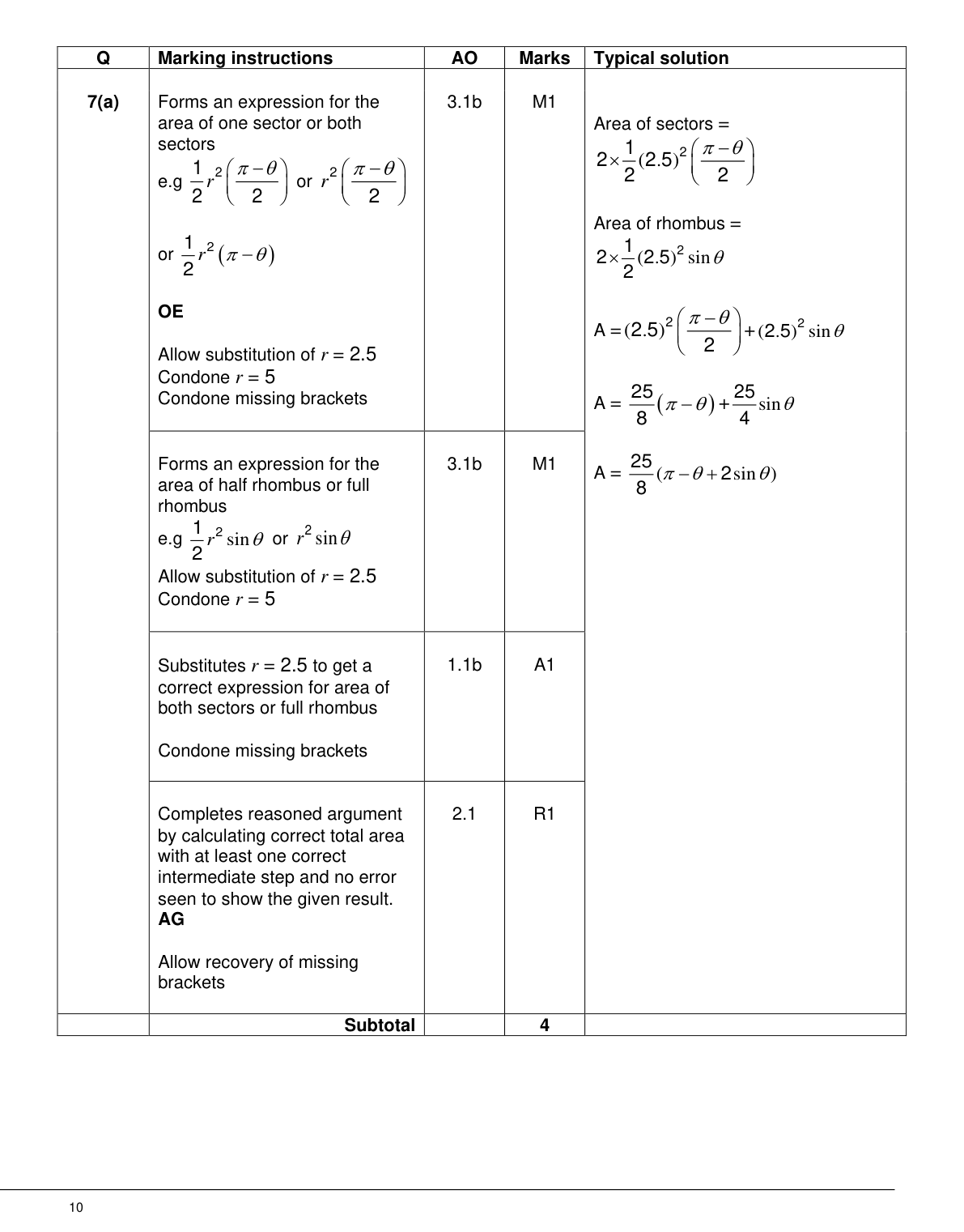 Mark scheme for Q7