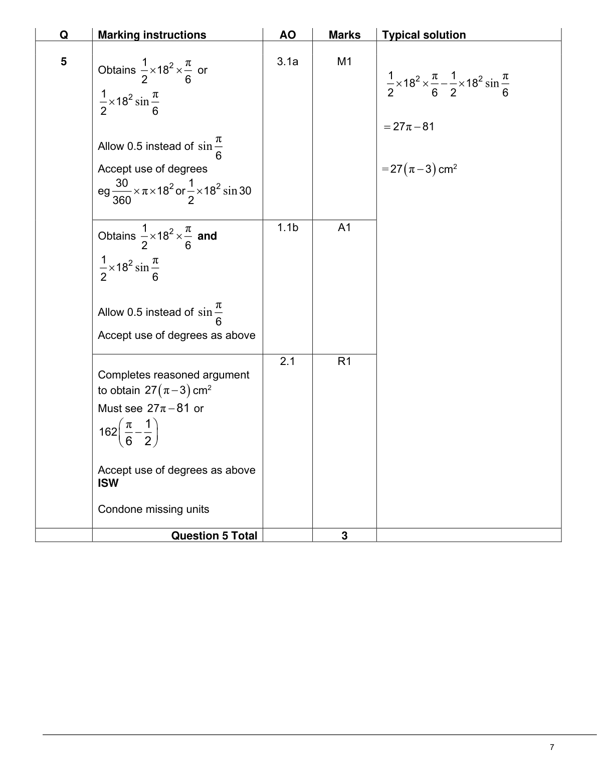 Mark scheme for Q5