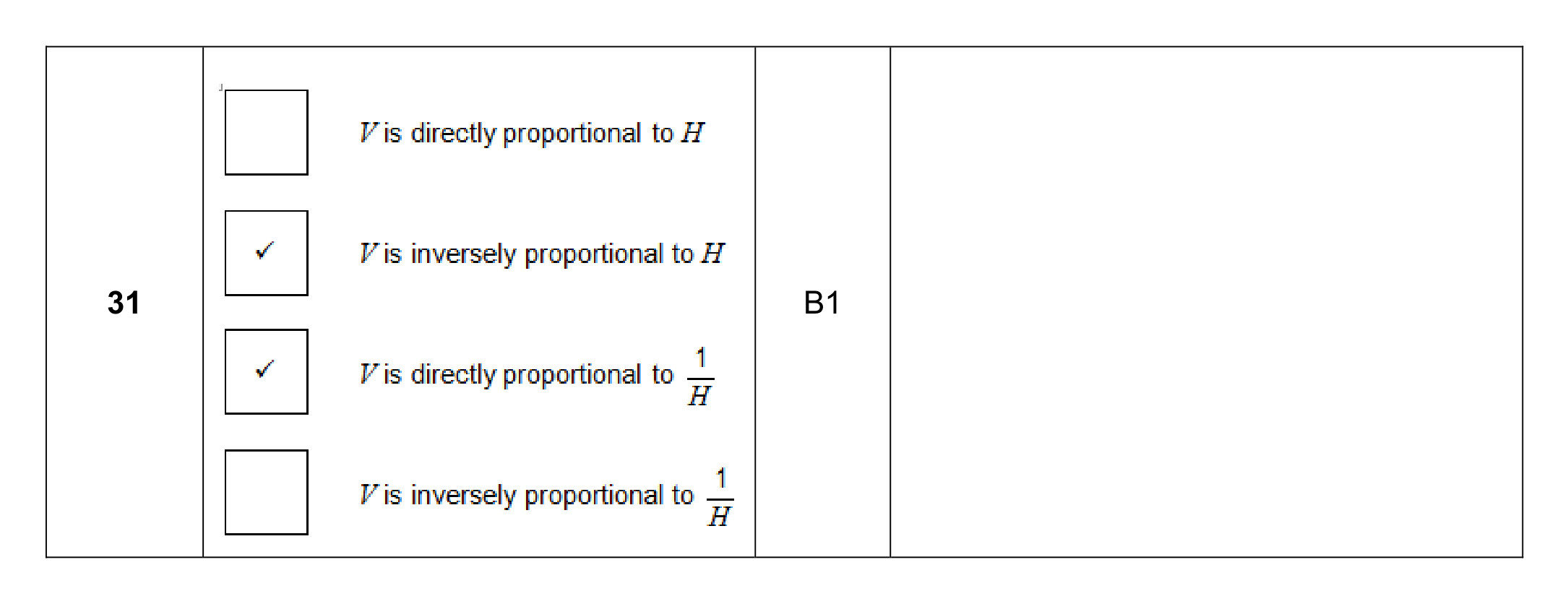 Mark scheme for Q31