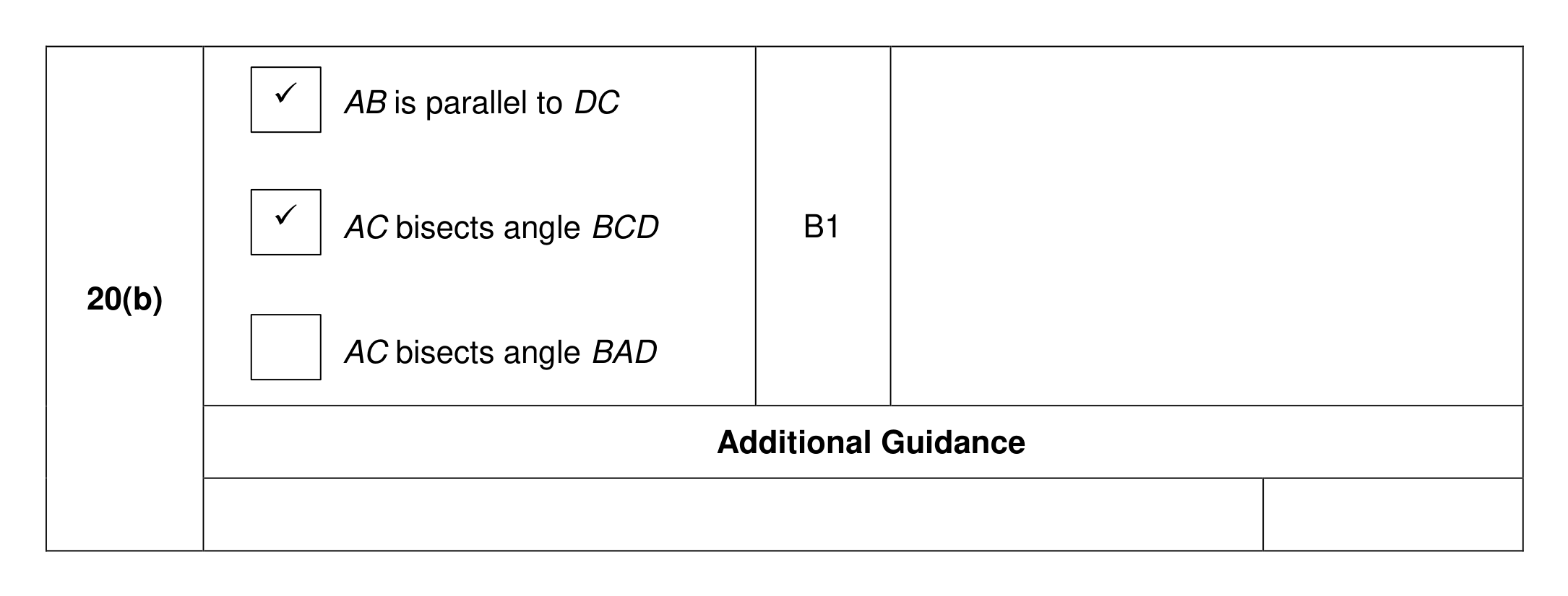 Mark scheme for Q20 (part 3 of 3)