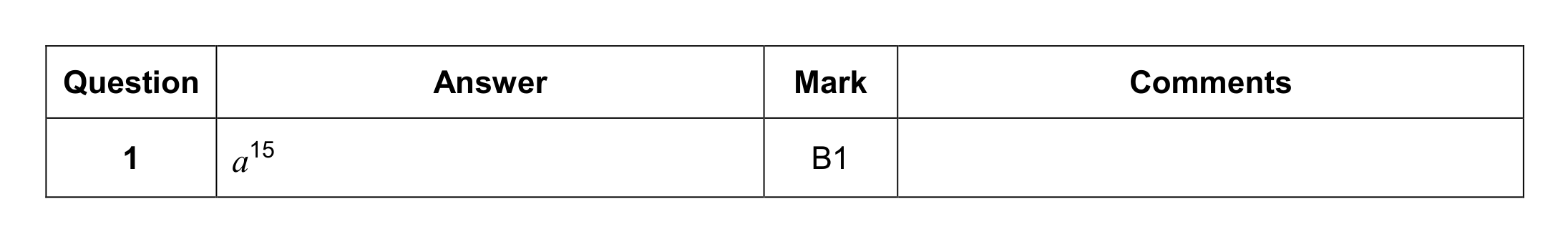 Mark scheme for Q1