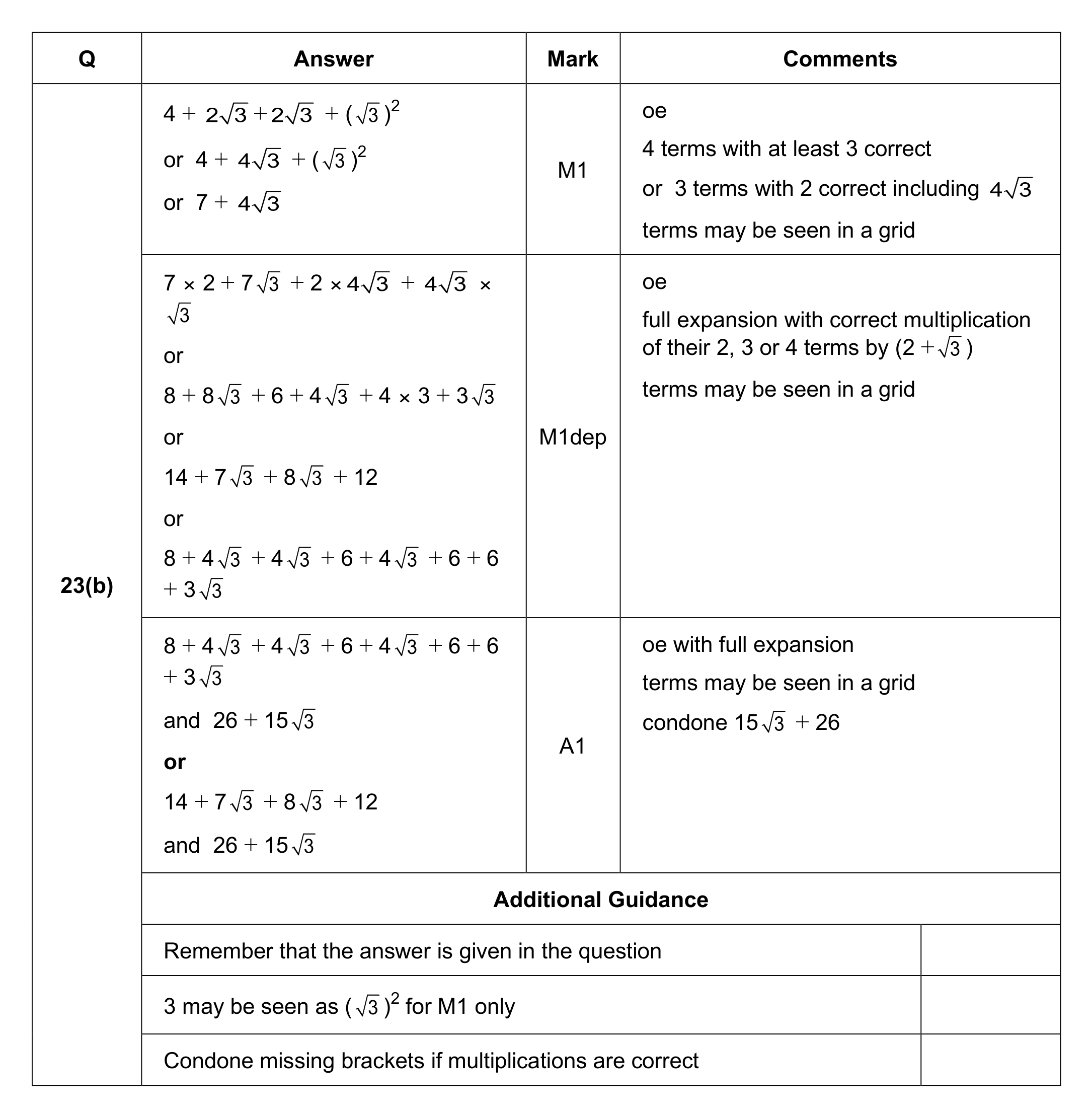 Mark scheme for Q23 (part 2 of 2)